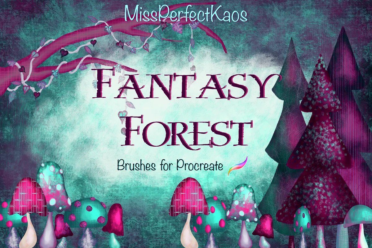 Скачать - creativemarket. Fantasy Forest-98 Procreate Brushes (2022).jpg