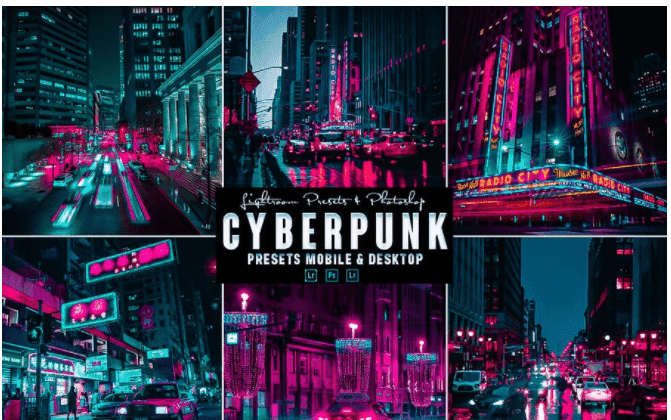 Скачать - Cyberpunk Photoshop Action & Lightrom Presets (2021).png