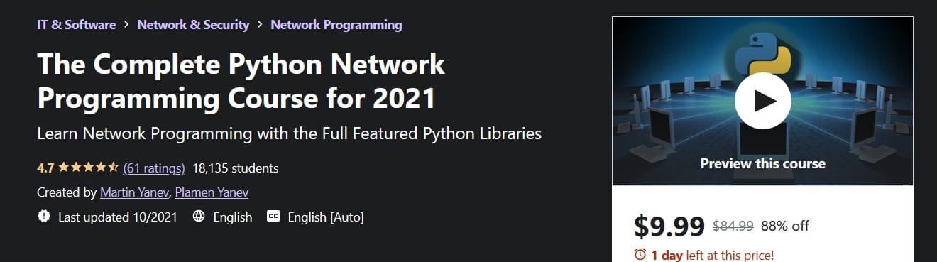 Скачать - Martin Yanev. Полный курс сетевого программирования на Python (2021).jpg
